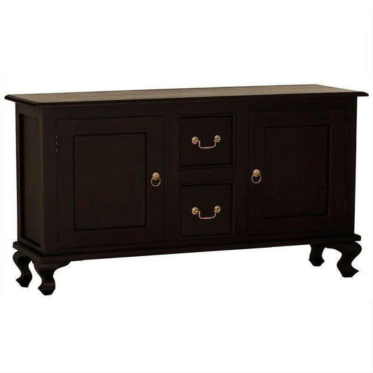 Stewart Queen Ann Style Solid Mahogany 2 Doors 2 Drawers 160cm Buffet / Sideboard in Chocolate - Chocolate Wood