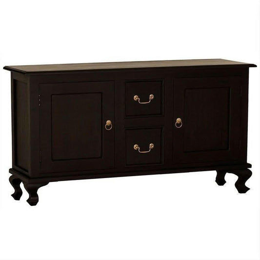 Stewart Queen Ann Style Solid Mahogany 2 Doors 2 Drawers 160cm Buffet / Sideboard in Chocolate - Chocolate Wood