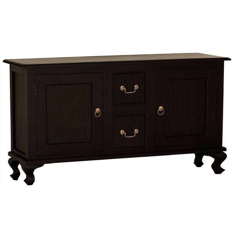 Stewart Queen Ann Style Solid Mahogany 2 Doors 2 Drawers 160cm Buffet / Sideboard in Chocolate - Chocolate Wood