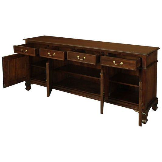 STEWART QUEEN ANN STYLE SOLID MAHOGANY BUFFET/SIDEBOARD 4 DOORS 4 DRAWERS MAHOGANY COLOURS 200CM IN MAHOAGNY - MyChocolateWood
