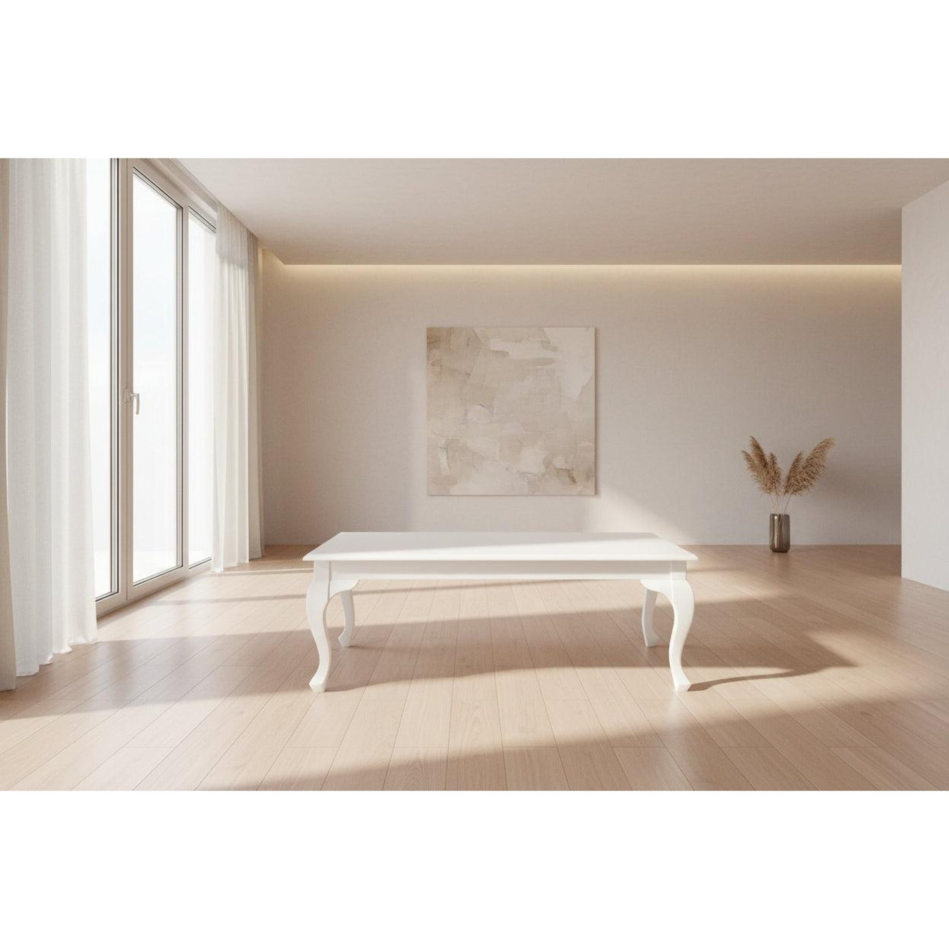 Stewart Queen Ann Style Solid Mahogany Coffee Table 120cm in White - Chocolate Wood