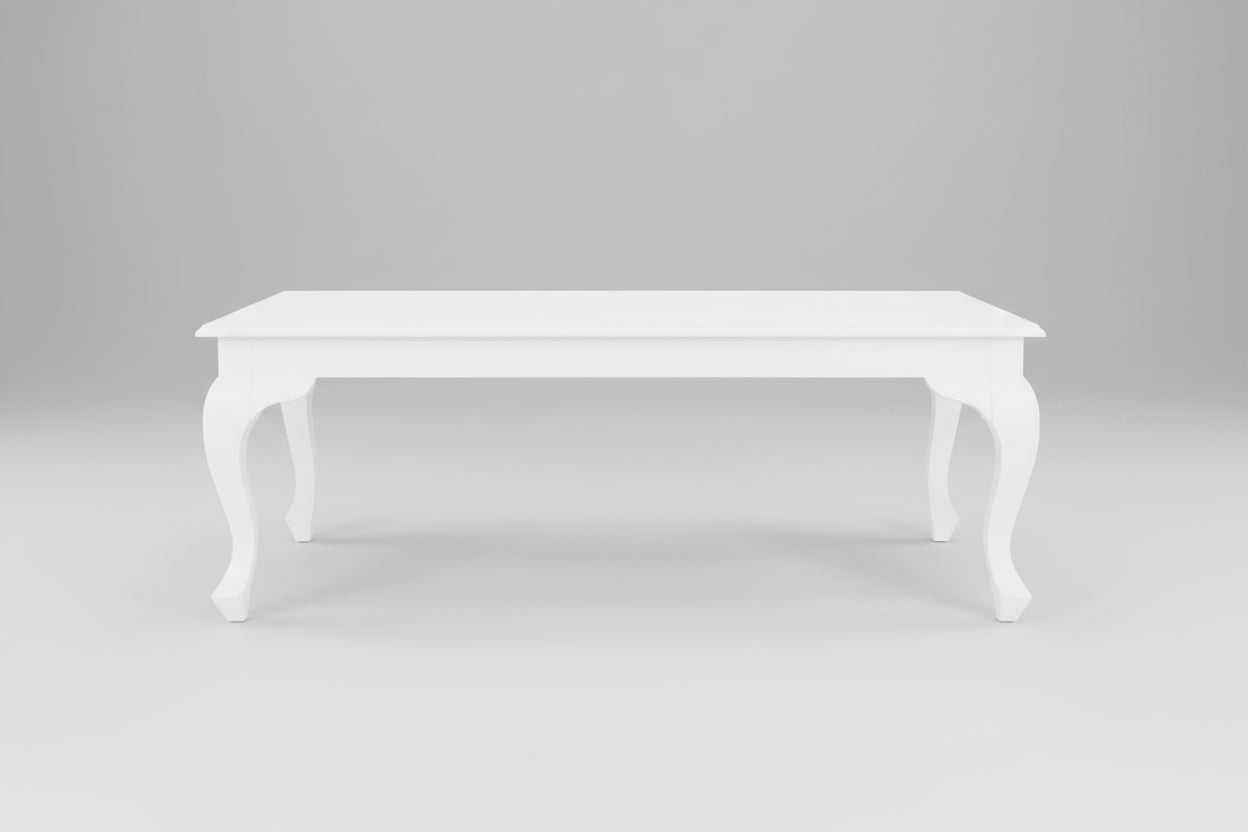 STEWART QUEEN ANN STYLE SOLID MAHOGANY COFFEE TABLE IN WHITE 120CM - MyChocolateWood