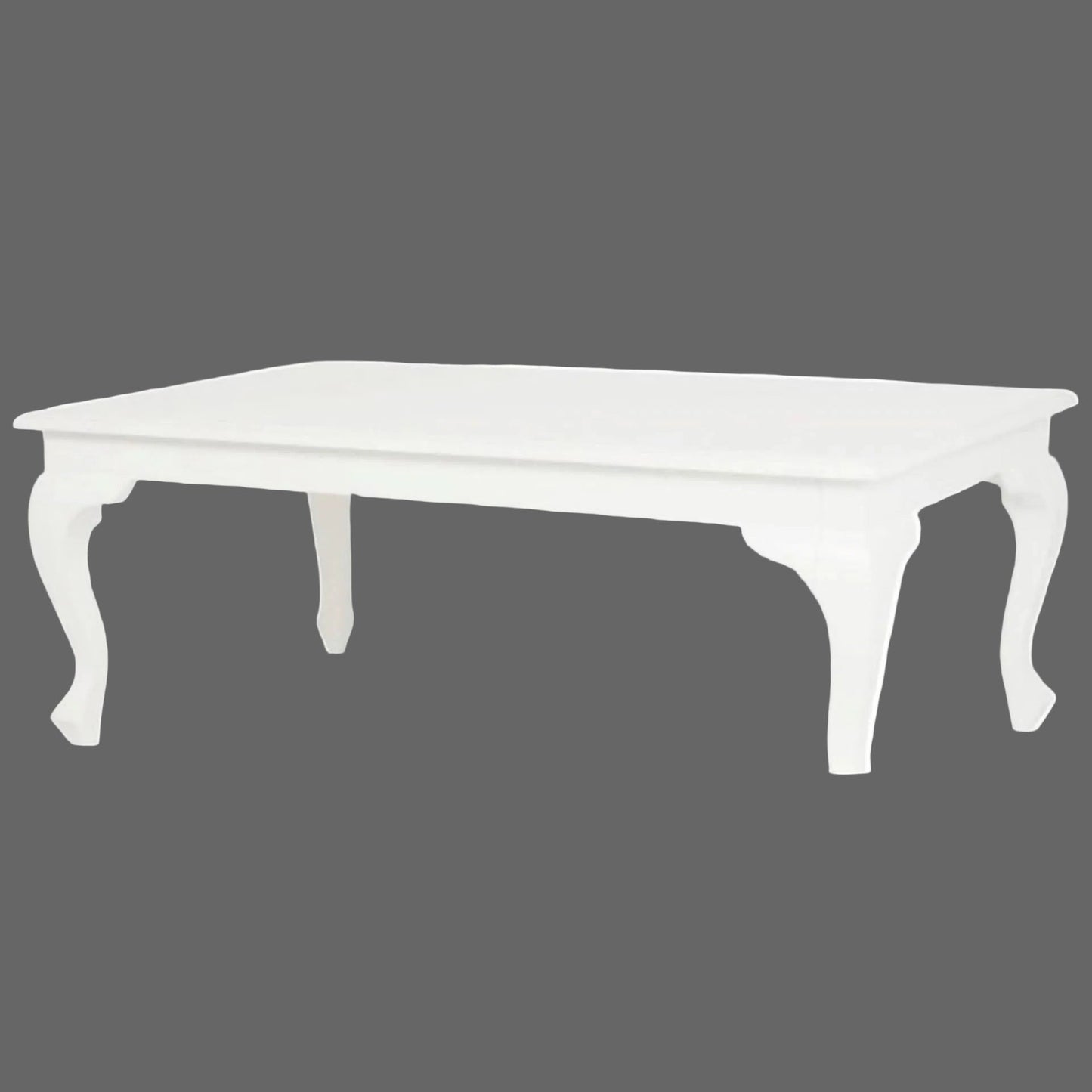 Stewart Queen Ann Style Solid Mahogany Coffee Table 120cm in White - Chocolate Wood
