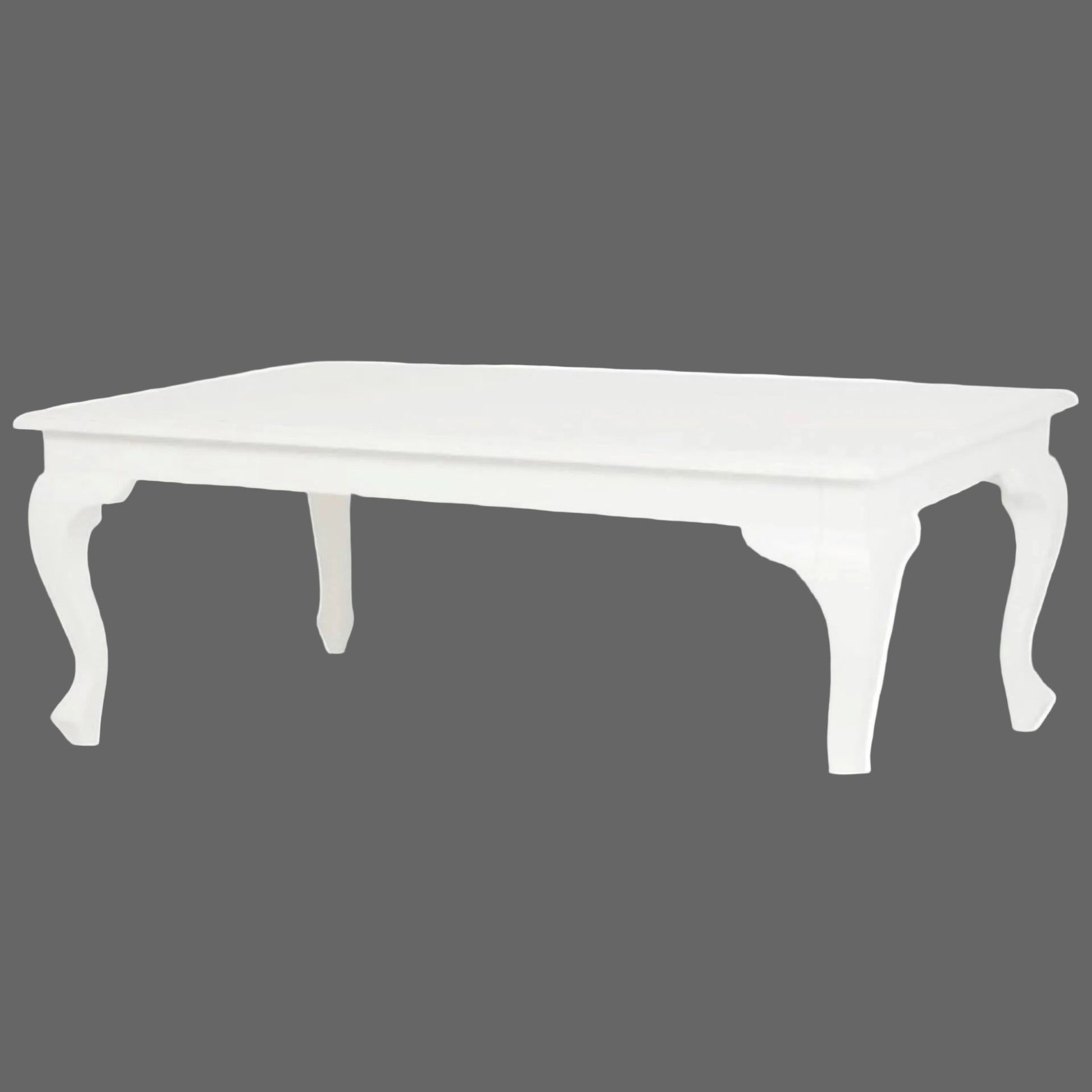 Stewart Queen Ann Style Solid Mahogany Coffee Table 120cm in White - Chocolate Wood