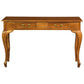 Stewart Queen Ann Style Solid Mahogany Console Table / Hall Table 2 Drawers 120cm in Light Pecan - Chocolate Wood