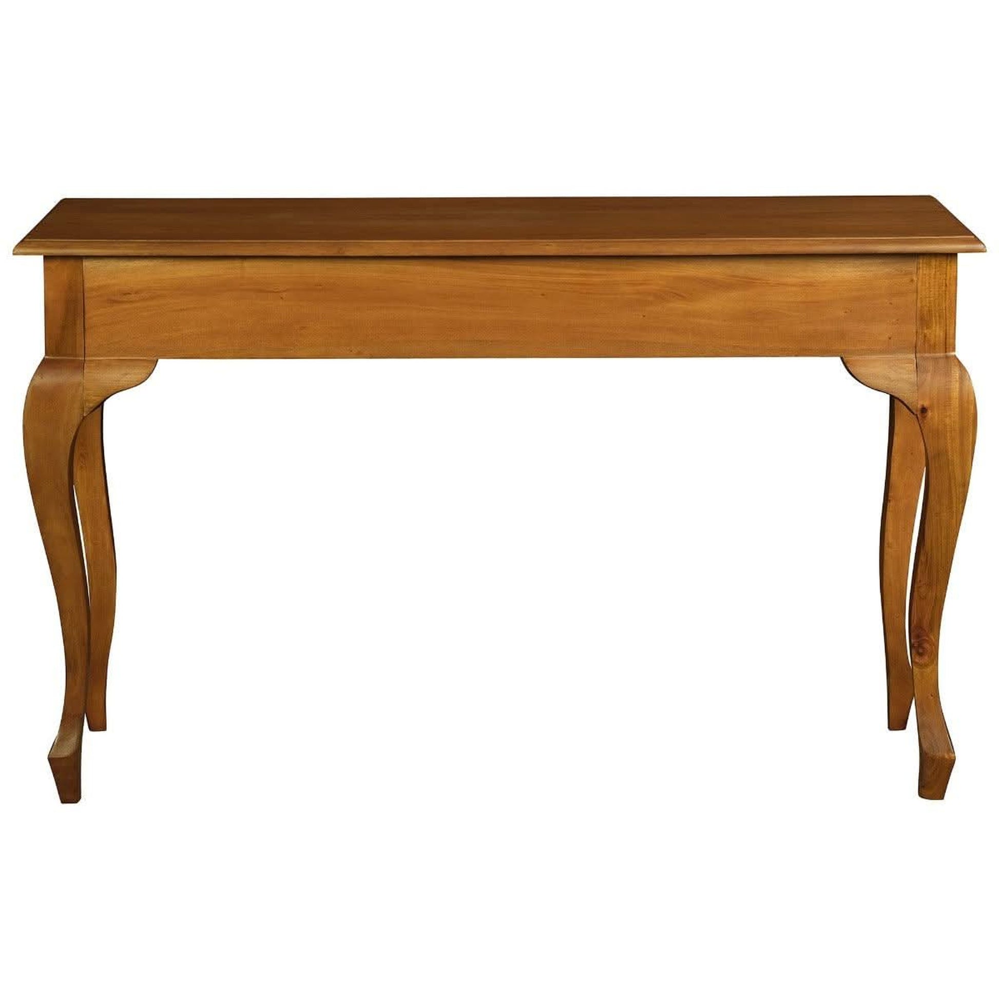 Stewart Queen Ann Style Solid Mahogany Console Table / Hall Table 2 Drawers 120cm in Light Pecan - Chocolate Wood