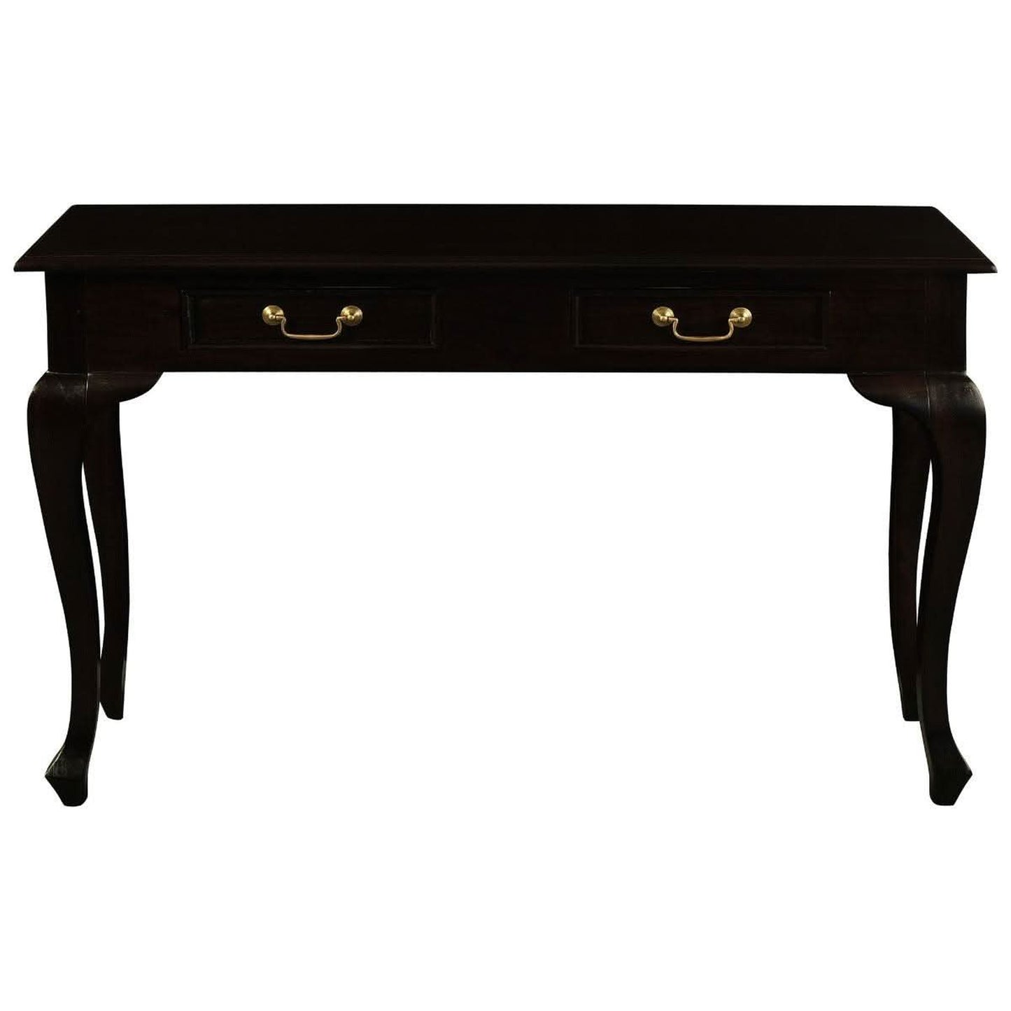 Stewart Queen Ann Style Solid Mahogany Console Table / Hall Table 2 Drawers 120cm in Chocolate - Chocolate Wood