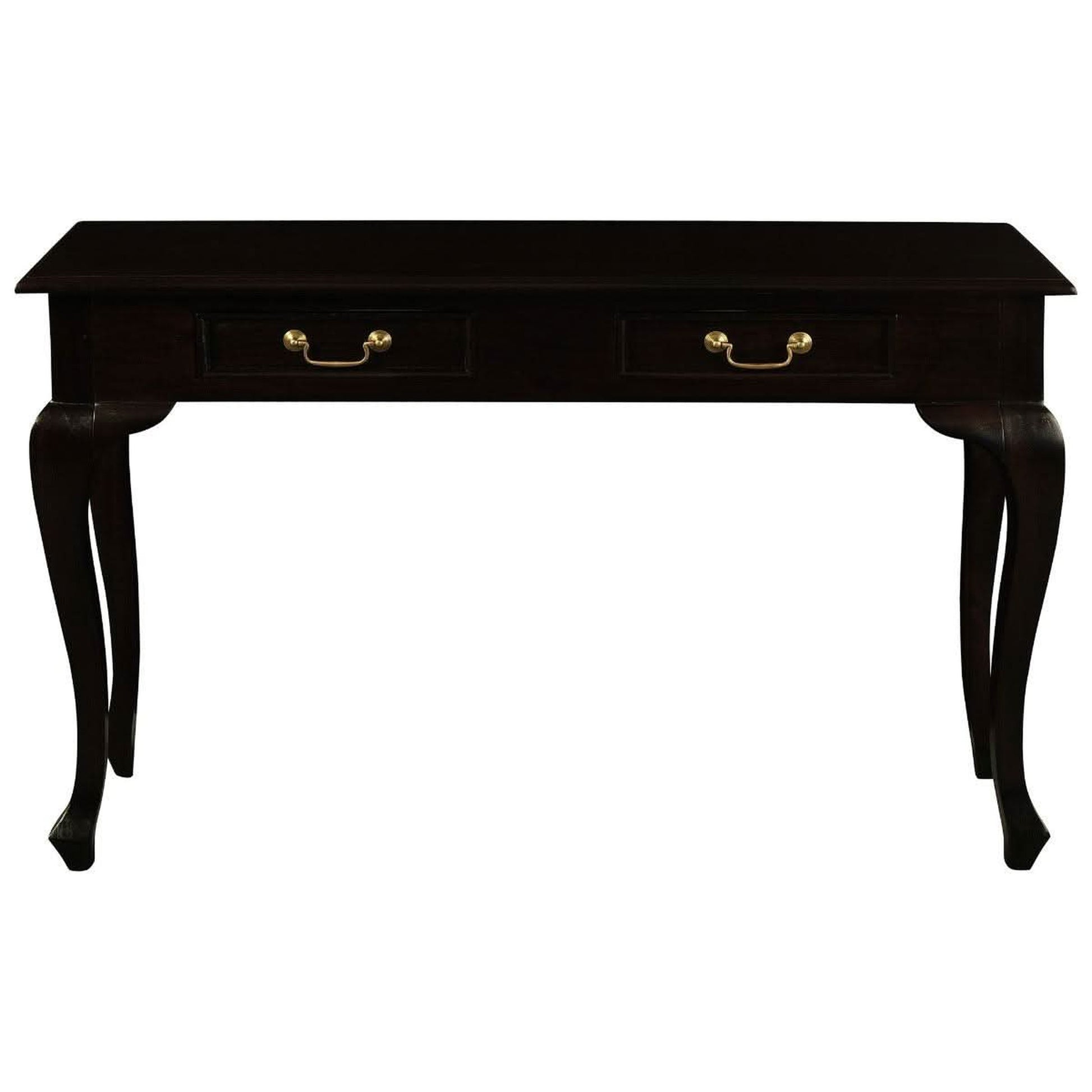 Stewart Queen Ann Style Solid Mahogany Console Table / Hall Table 2 Drawers 120cm in Chocolate - Chocolate Wood