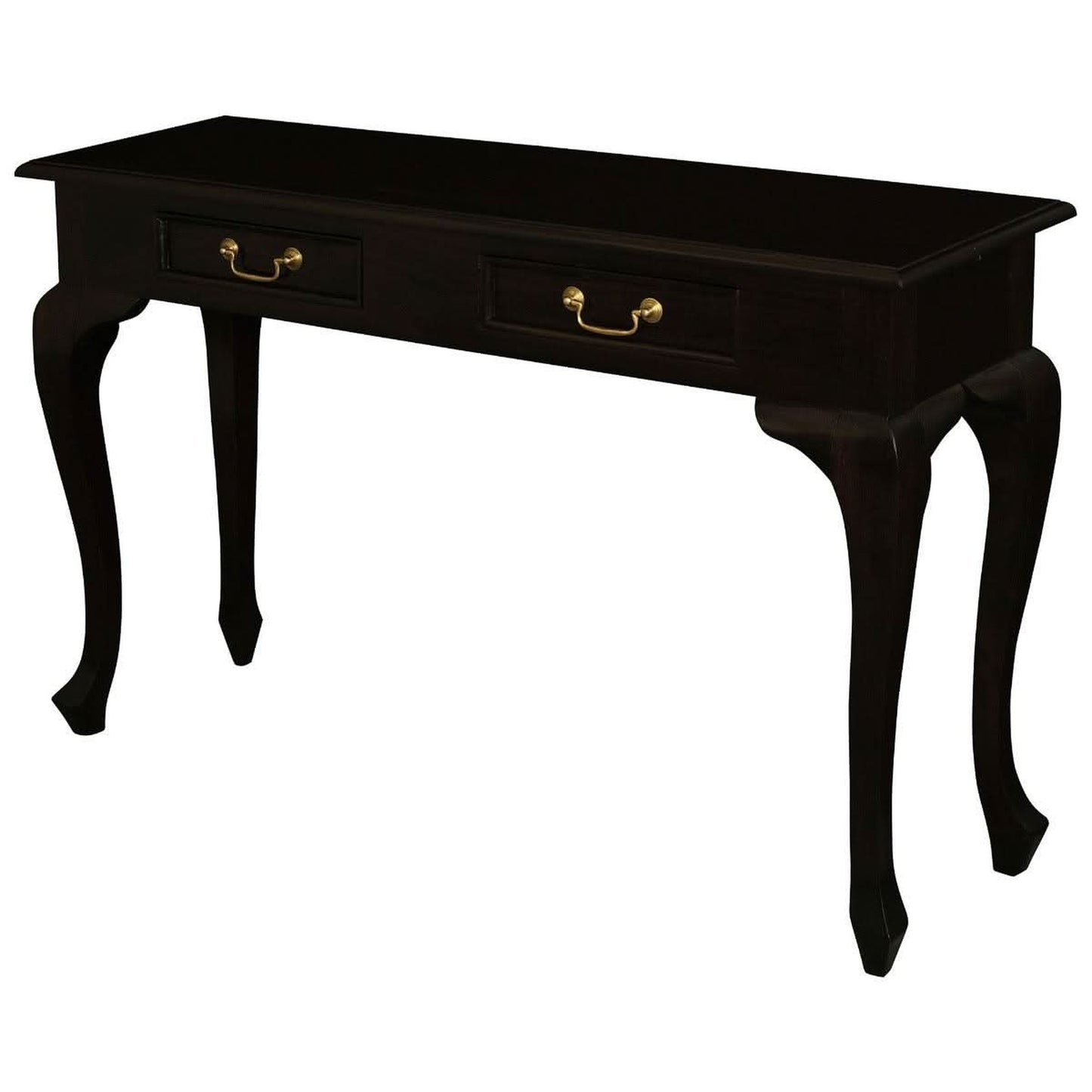 Stewart Queen Ann Style Solid Mahogany Console Table / Hall Table 2 Drawers 120cm in Chocolate - Chocolate Wood