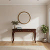 Stewart Queen Ann Style Solid Mahogany Console Table / Hall Table 2 Drawers 120cm in Mahogany - Chocolate Wood