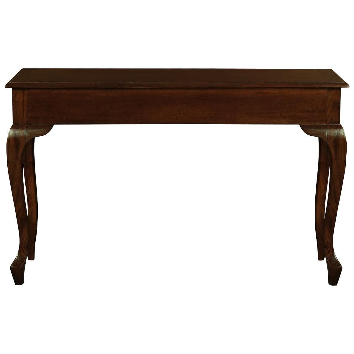 STEWART QUEEN ANN STYLE SOLID MAHOGANY CONSOLE TABLE/HALL TABLE 2 DRAWERS IN MAHOGANY COLOUR 120CM - MyChocolateWood