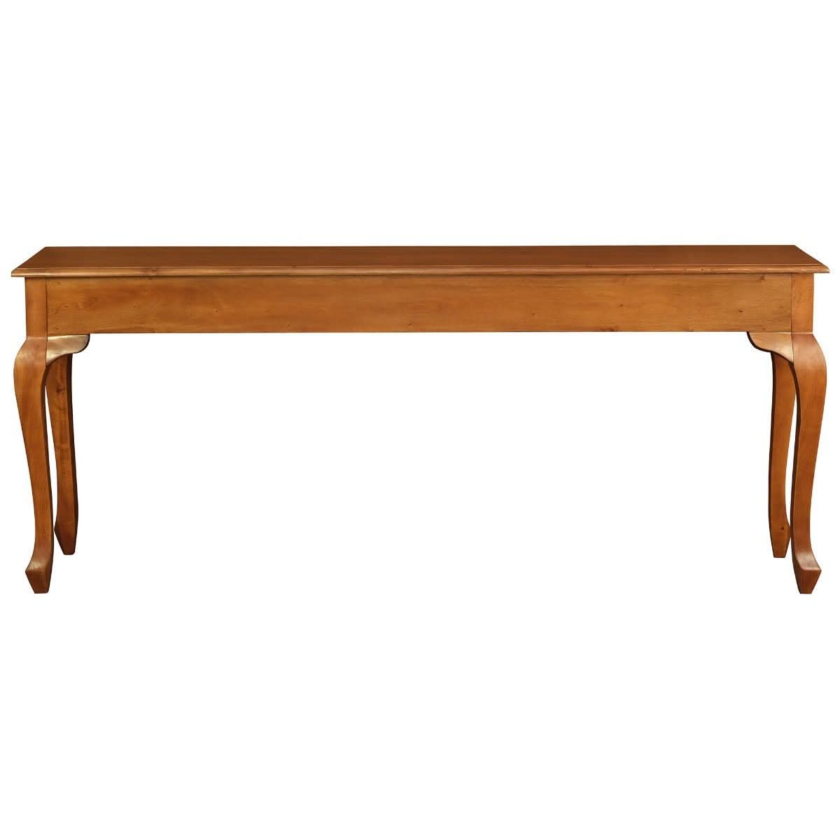 Stewart Queen Ann Style Solid Mahogany Console Table 3 Drawers 180cm in Light Pecan - Chocolate Wood