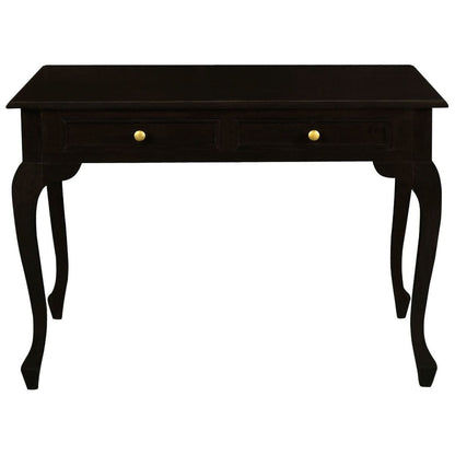 Stewart Queen Ann Style Solid Mahogany Desk 2 Drawers 105cm in Chocolate - Chocolate Wood
