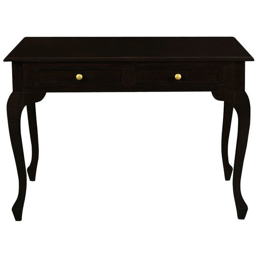 STEWART QUEEN ANN STYLE SOLID MAHOGANY DESK 2 DRAWERS IN CHOCOLATE COLOUR 105CM - MyChocolateWood
