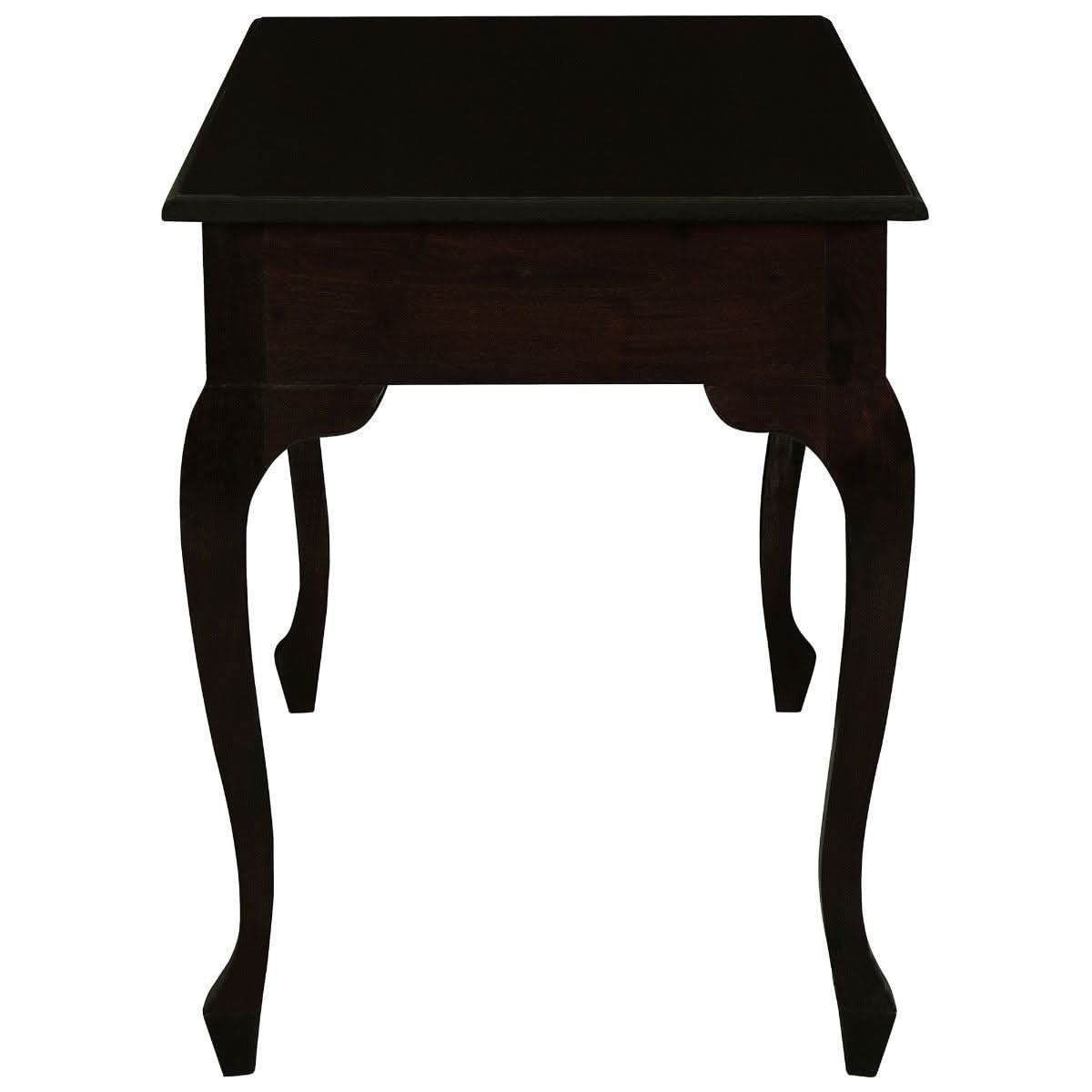 STEWART QUEEN ANN STYLE SOLID MAHOGANY DESK 2 DRAWERS IN CHOCOLATE COLOUR 105CM - MyChocolateWood