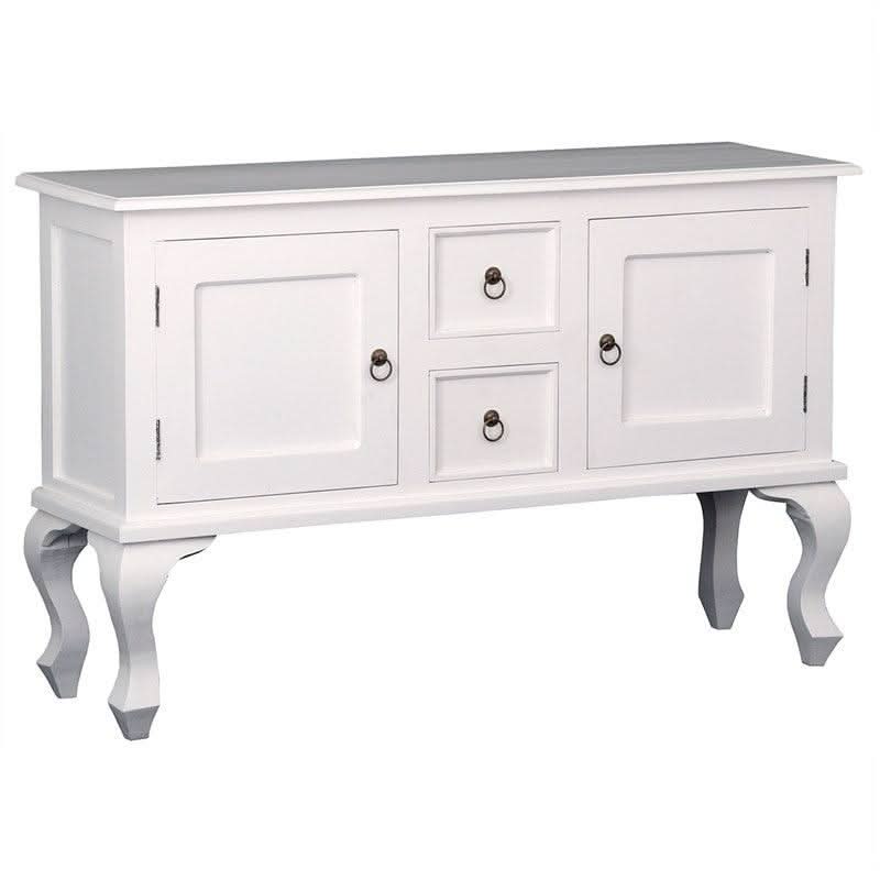 Stewart Queen Ann Style Solid Mahogany Sofa Table 2 Doors 2 Drawers 130cm in White - Chocolate Wood