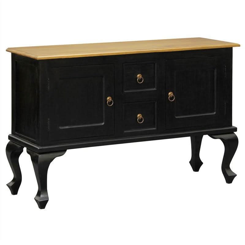 Stewart Queen Ann Style Solid Mahogany Sofa Table 2 Doors 2 Drawers 130cm in Black / Caramel - Chocolate Wood