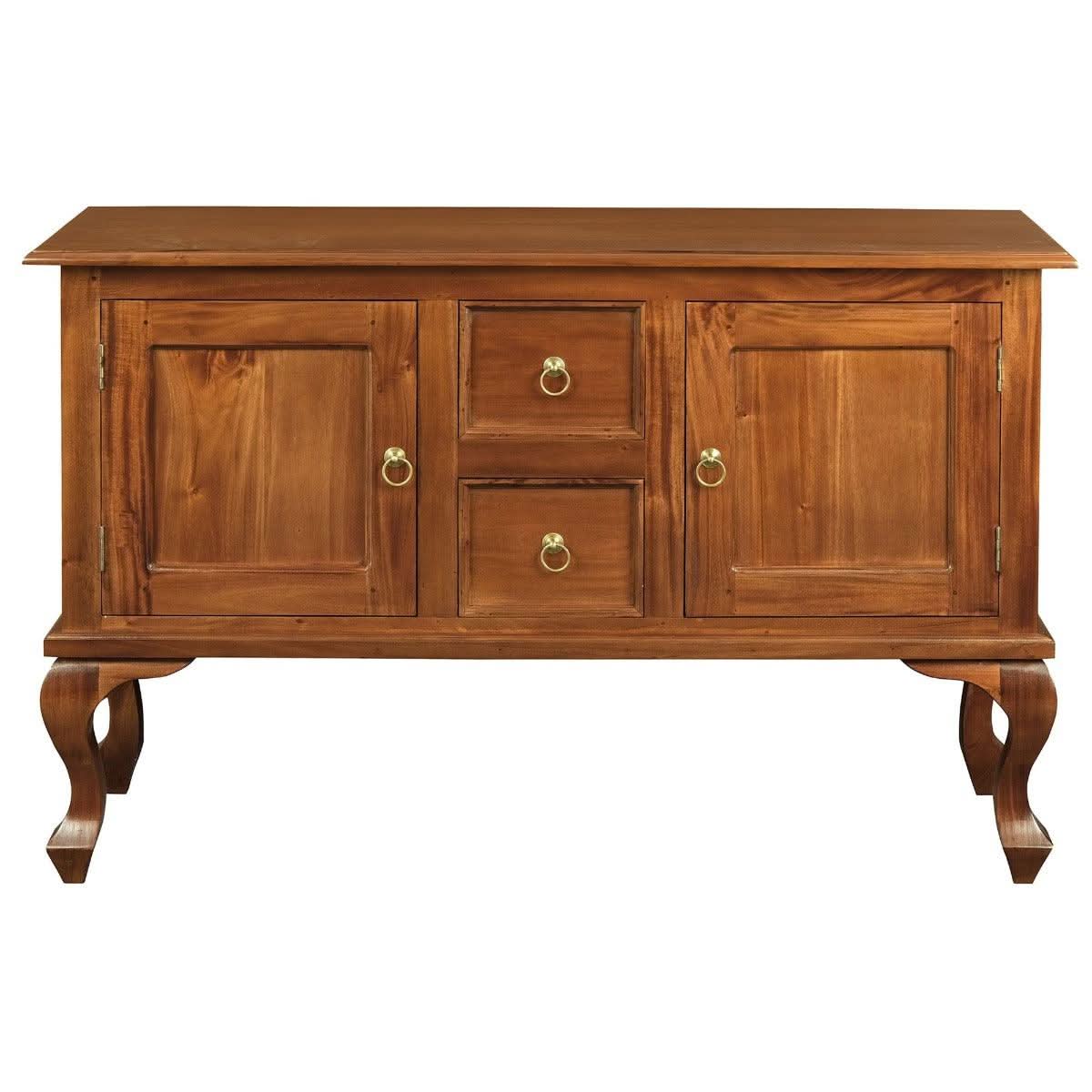 Stewart Queen Ann Style Solid Mahogany Sofa Table 2 Doors 2 Drawers 130cm in Light Pecan - Chocolate Wood