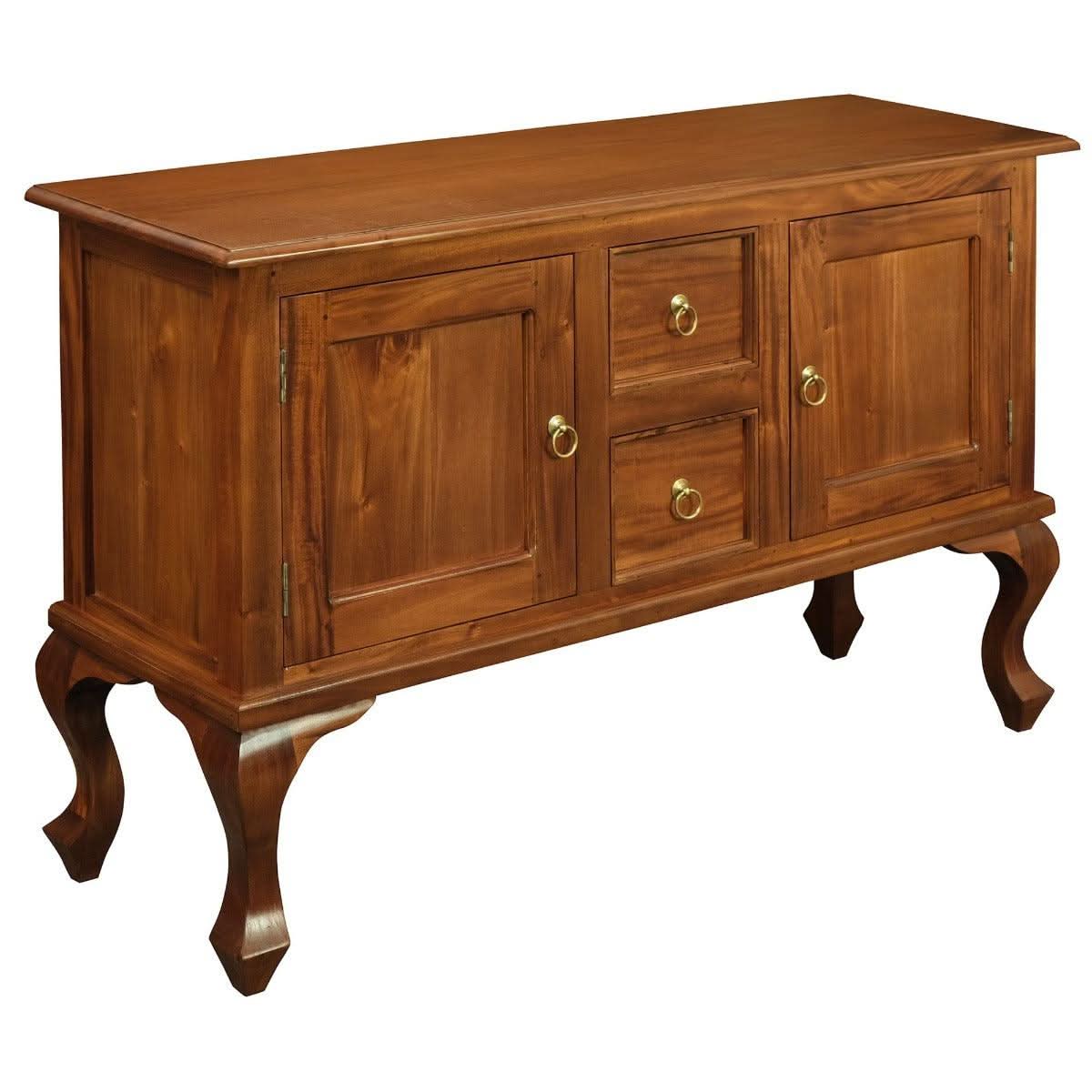 Stewart Queen Ann Style Solid Mahogany Sofa Table 2 Doors 2 Drawers 130cm in Light Pecan - Chocolate Wood