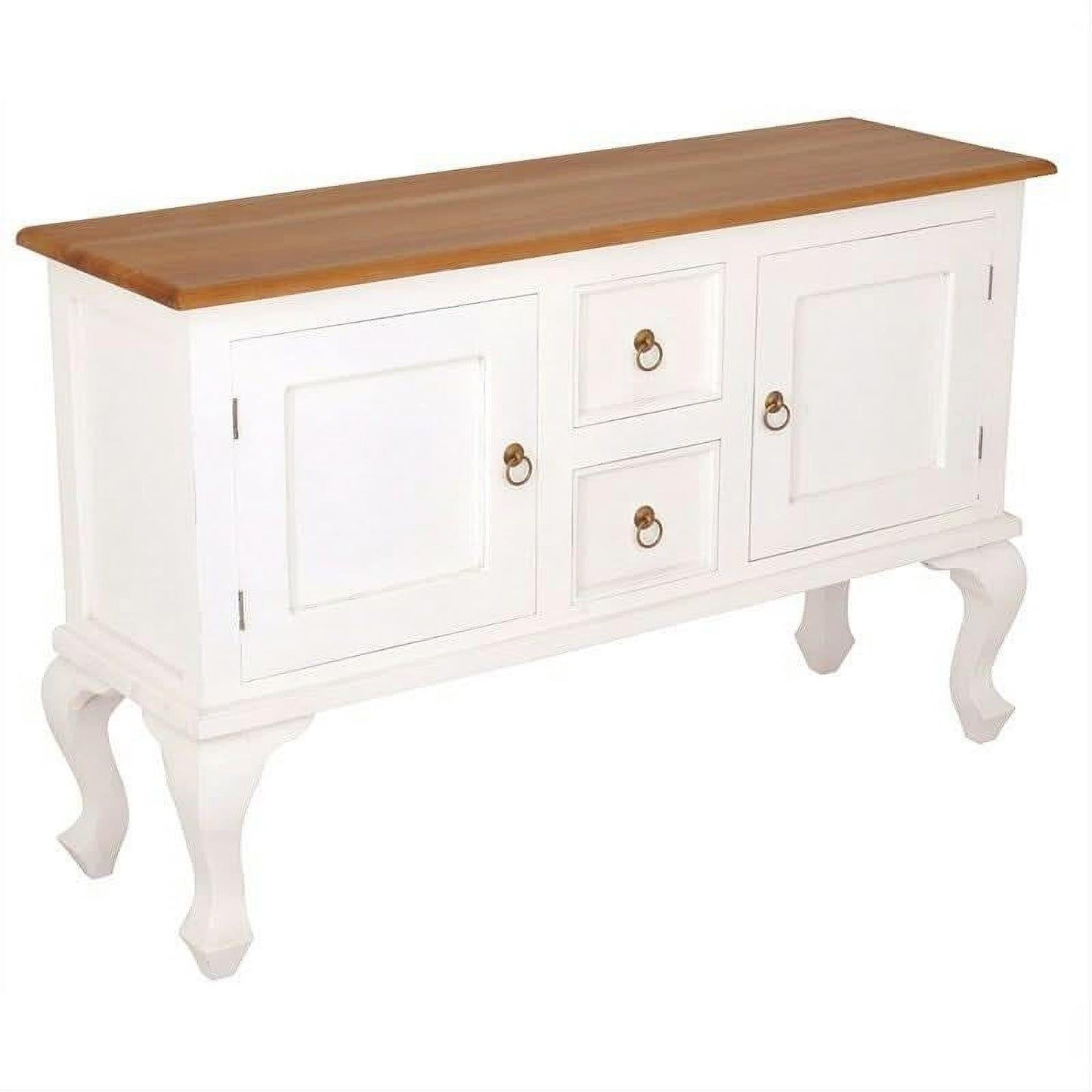 Stewart Queen Ann Style Solid Mahogany Sofa Table 2 Doors 2 Drawers 130cm in White / Caramel - Chocolate Wood