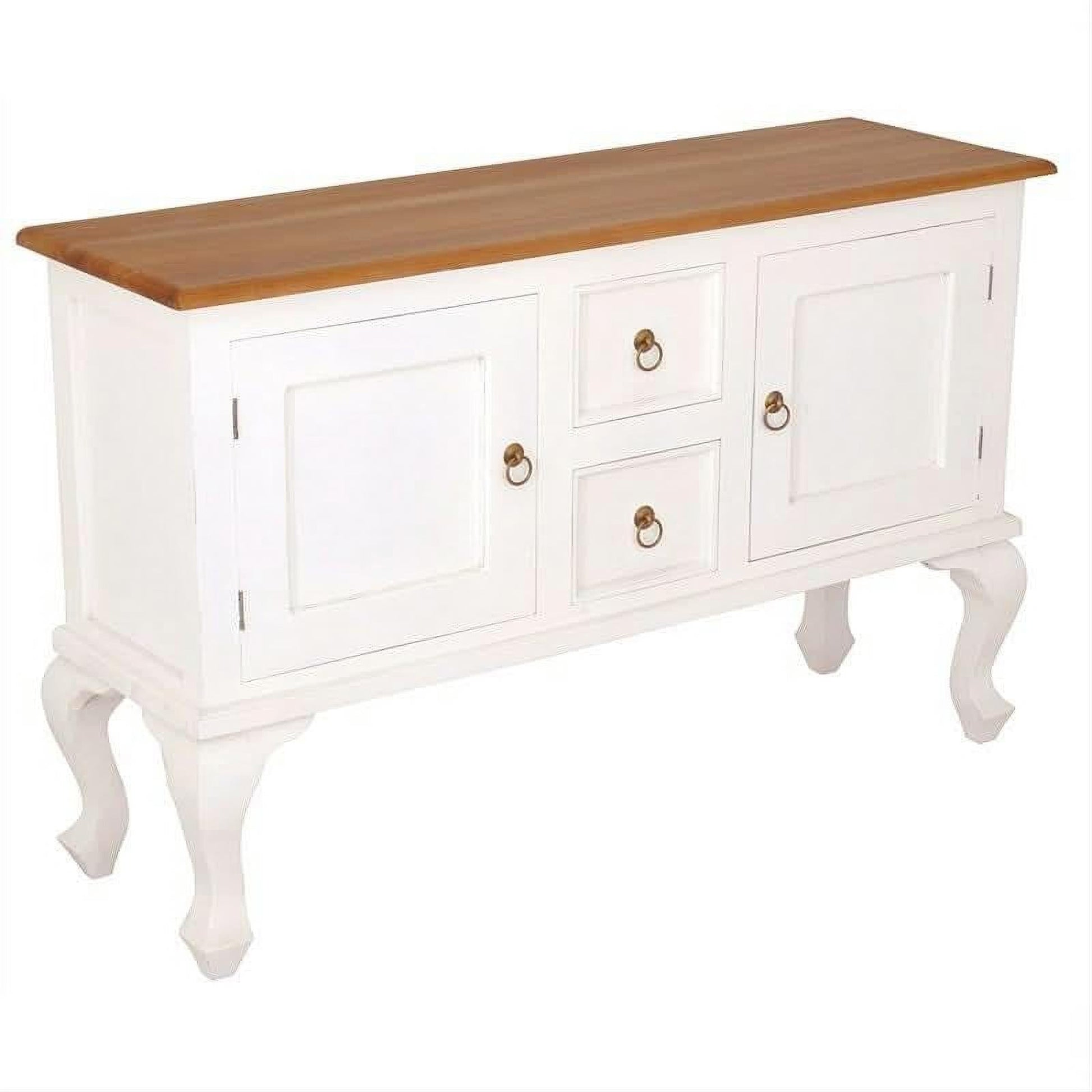 Stewart Queen Ann Style Solid Mahogany Sofa Table 2 Doors 2 Drawers 130cm in White / Caramel - Chocolate Wood