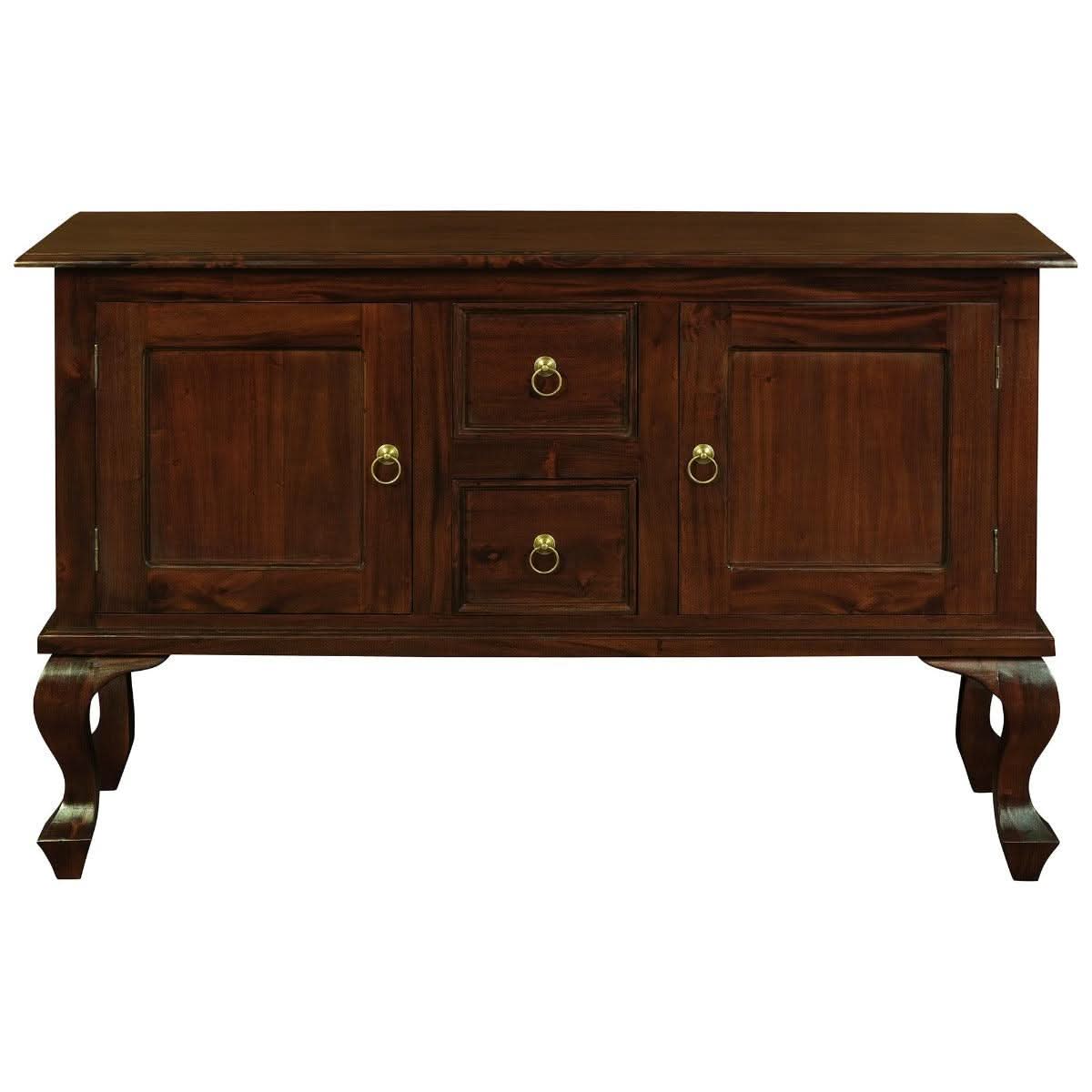 Stewart Queen Ann Style Solid Mahogany Sofa Table 2 Doors 2 Drawers 130cm in Mahogany - Chocolate Wood