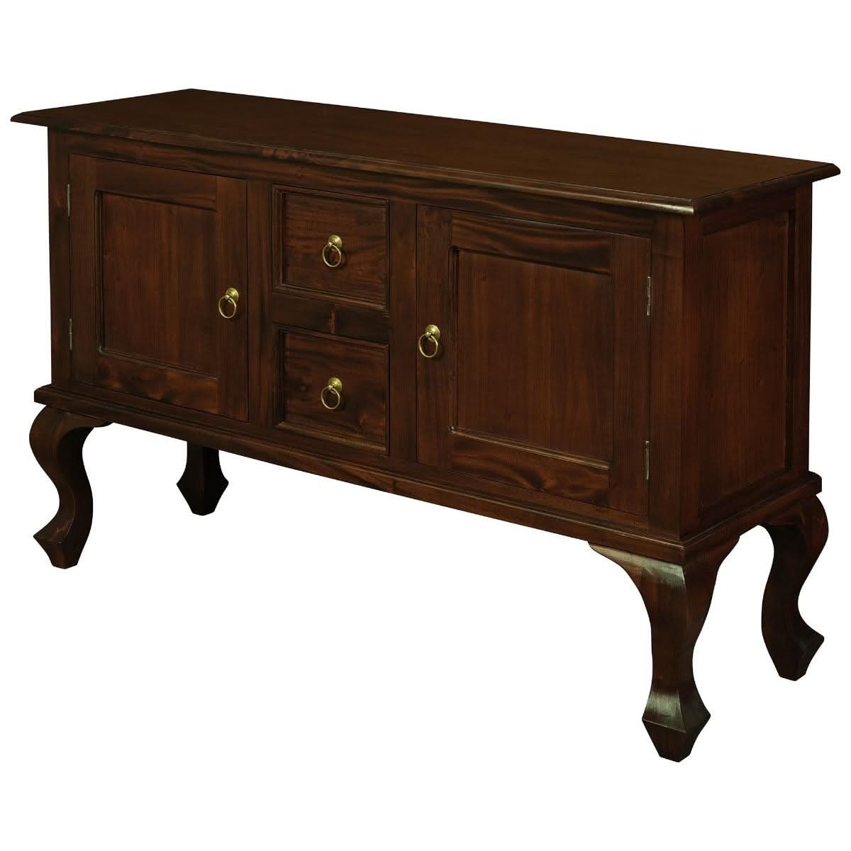 Stewart Queen Ann Style Solid Mahogany Sofa Table 2 Doors 2 Drawers 130cm in Mahogany - Chocolate Wood