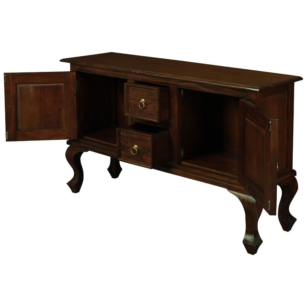 Stewart Queen Ann Style Solid Mahogany Sofa Table 2 Doors 2 Drawers 130cm in Mahogany - Chocolate Wood