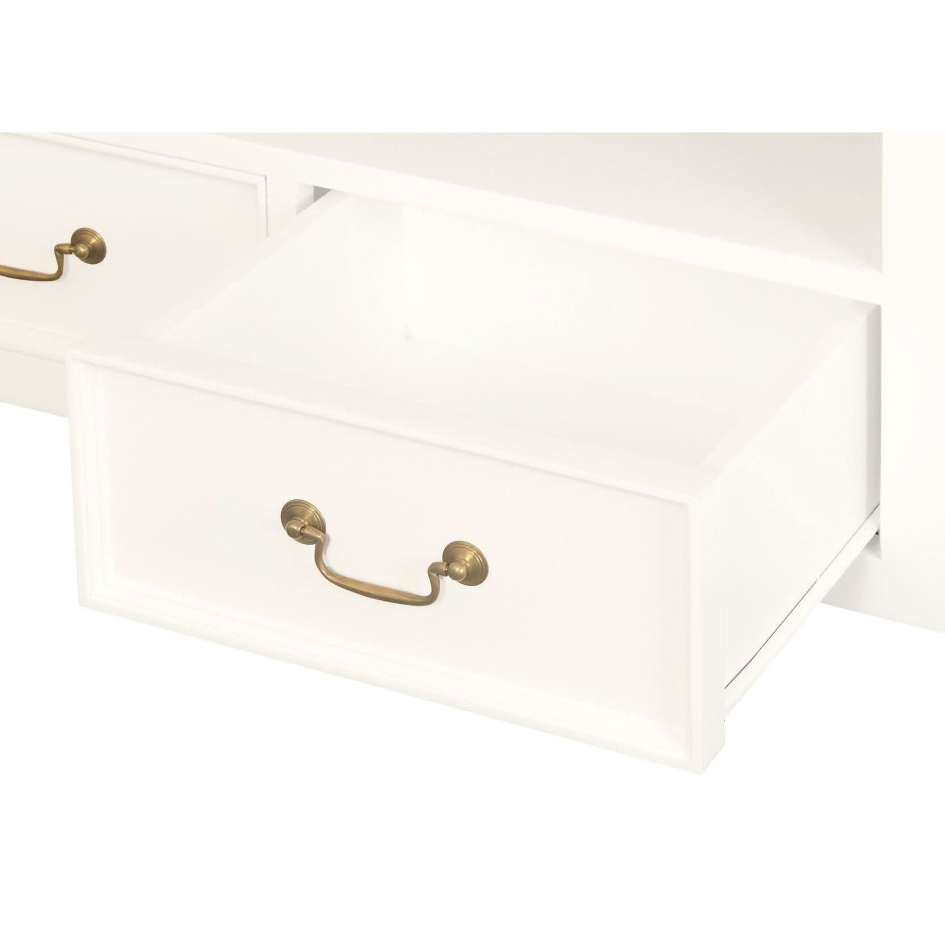 Stewart Queen Ann Style Solid Mahogany TV Entertainment Unit 2 Doors 2 Drawers 180cm in White / Caramel - Chocolate Wood