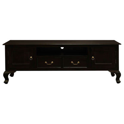 Stewart Queen Ann Style Solid Mahogany TV Entertainment Unit 2 Doors 2 Drawers 180cm in Chocolate - Chocolate Wood