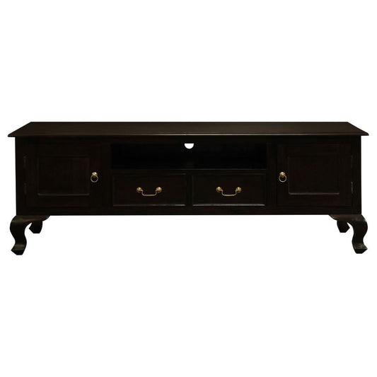 STEWART QUEEN ANN STYLE SOLID MAHOGANYTV ENTERTAINMENT UNIT 2 DOORS 2 DRAWERS CHOCOLATE 180CM - MyChocolateWood
