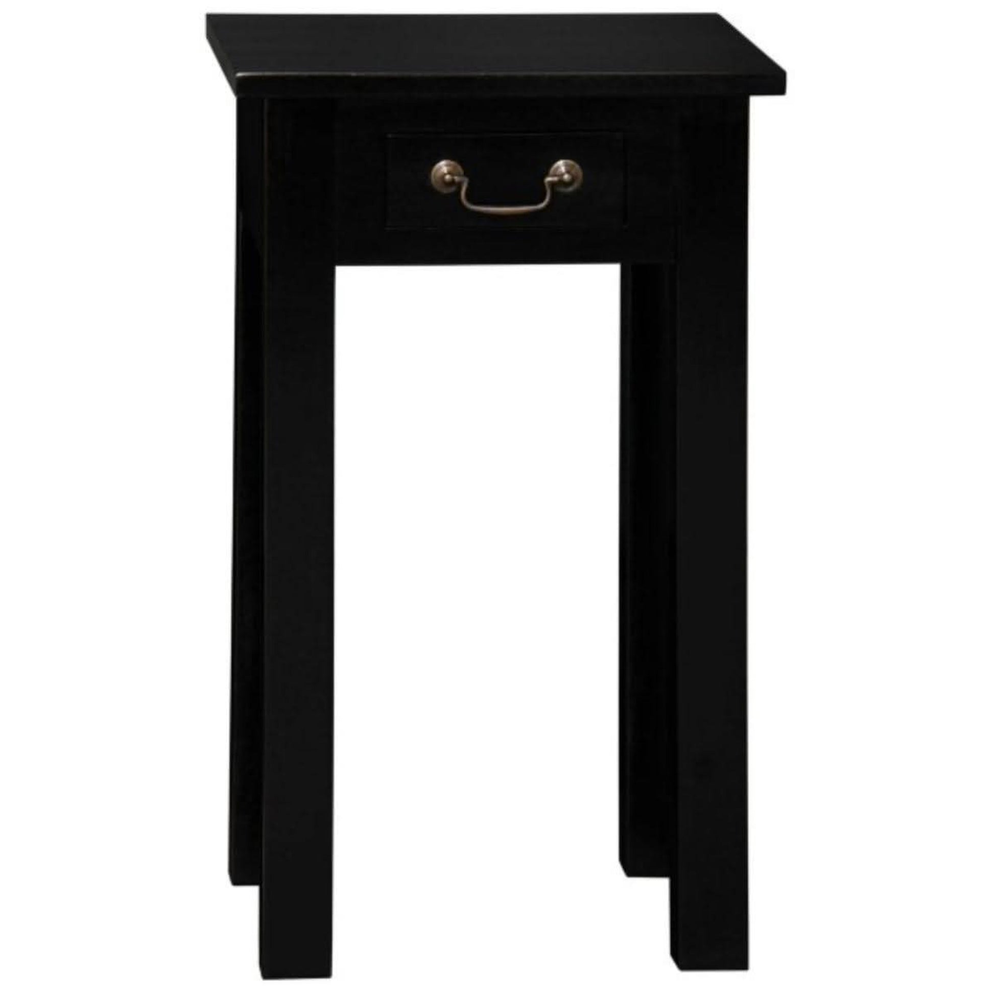 Straight Leg Solid Mahogany Side Table in Black