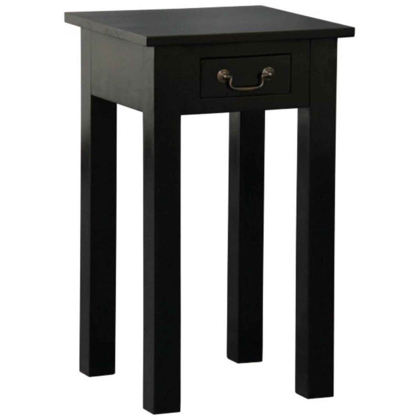 Straight Leg Solid Mahogany Side Table in Black detail