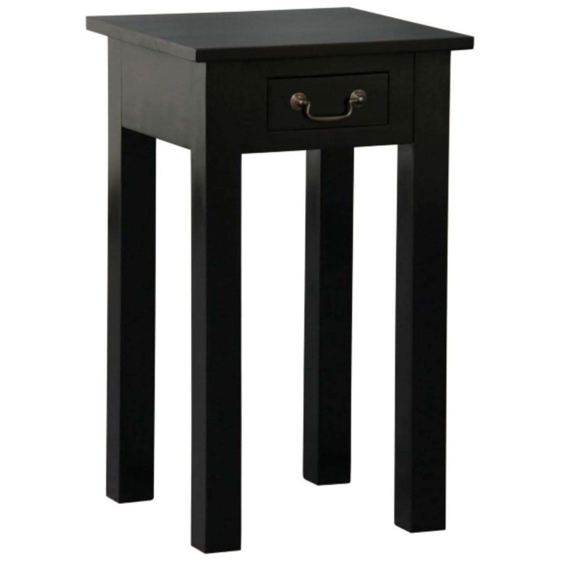 Straight Leg Solid Mahogany Side Table in Black detail