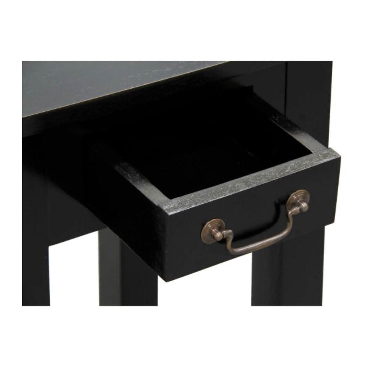 Straight Leg Solid Mahogany Side Table in Black styled