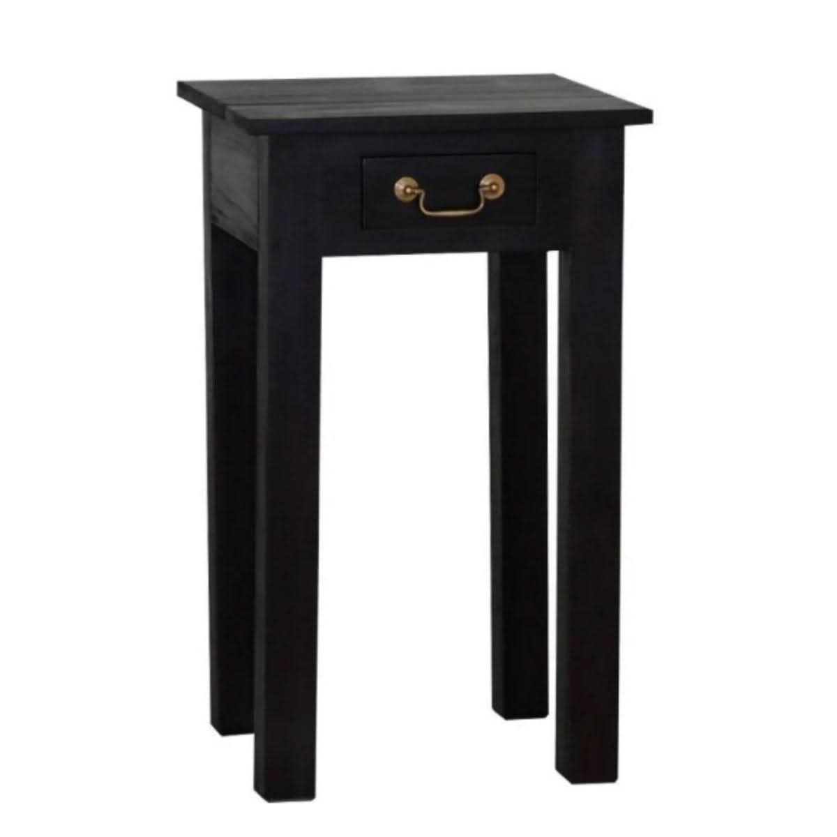 STRAIGHT LEG SIDE TABLE IN SOLID MAHOAGNY WITH 1 SINGLE DRAW - CHOCOLATE - MyChocolateWood