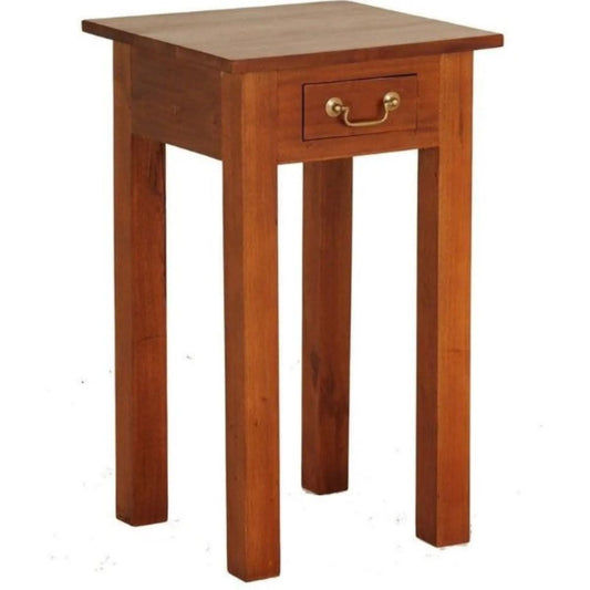 Straight Leg Solid Mahogany Side Table in Light Pecan