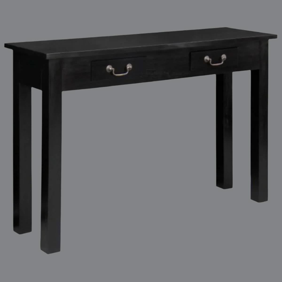 Straight Leg Solid Mahogany Console Table in Black