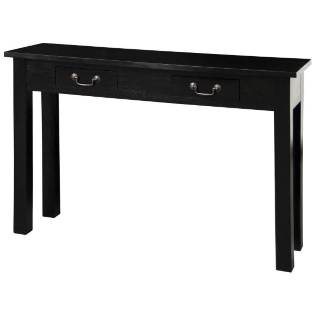 Straight Leg Solid Mahogany Console Table in Black top