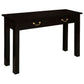 Straight Leg Solid Mahogany Console Table in Chocolate detail