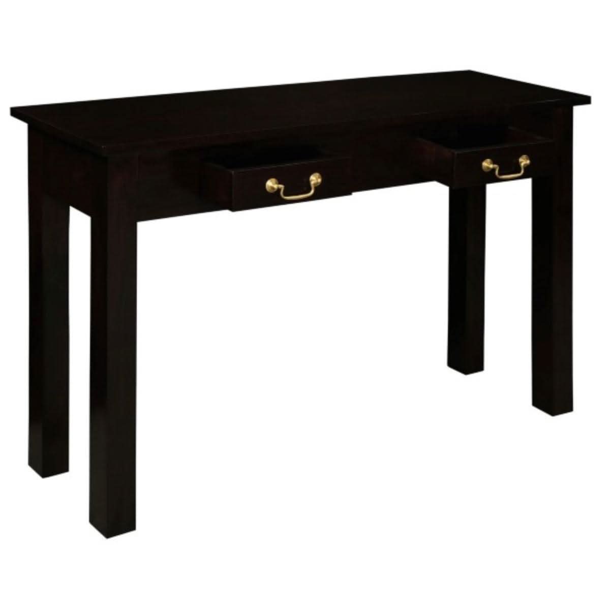 Straight Leg Solid Mahogany Console Table in Chocolate drawers