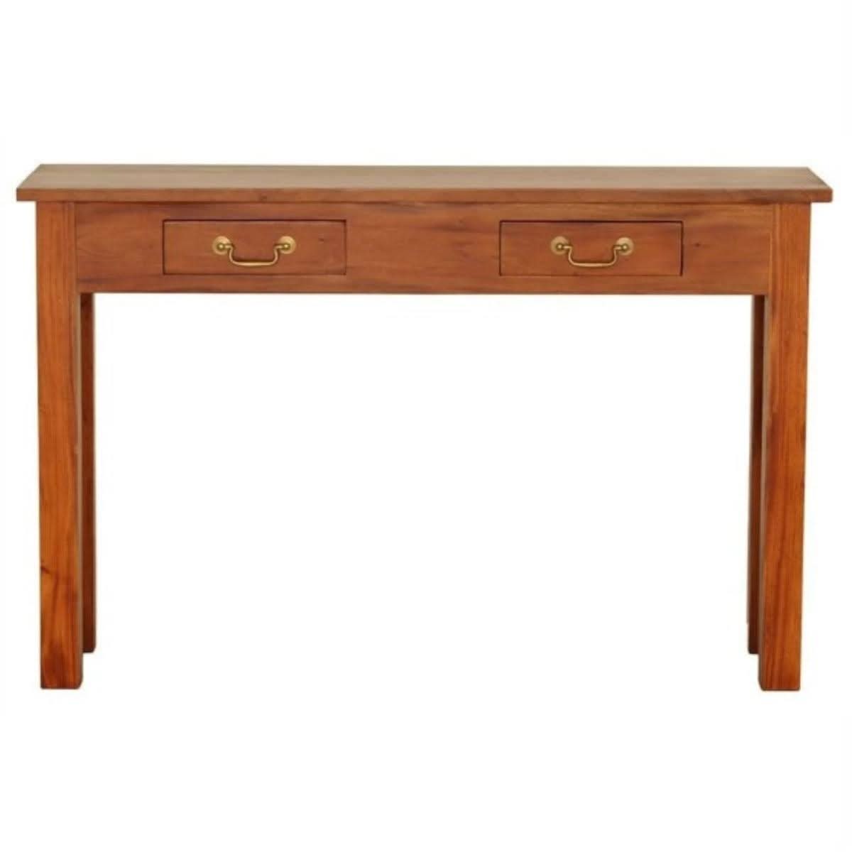 Straight Leg Solid Mahogany Console Table in Light Pecan