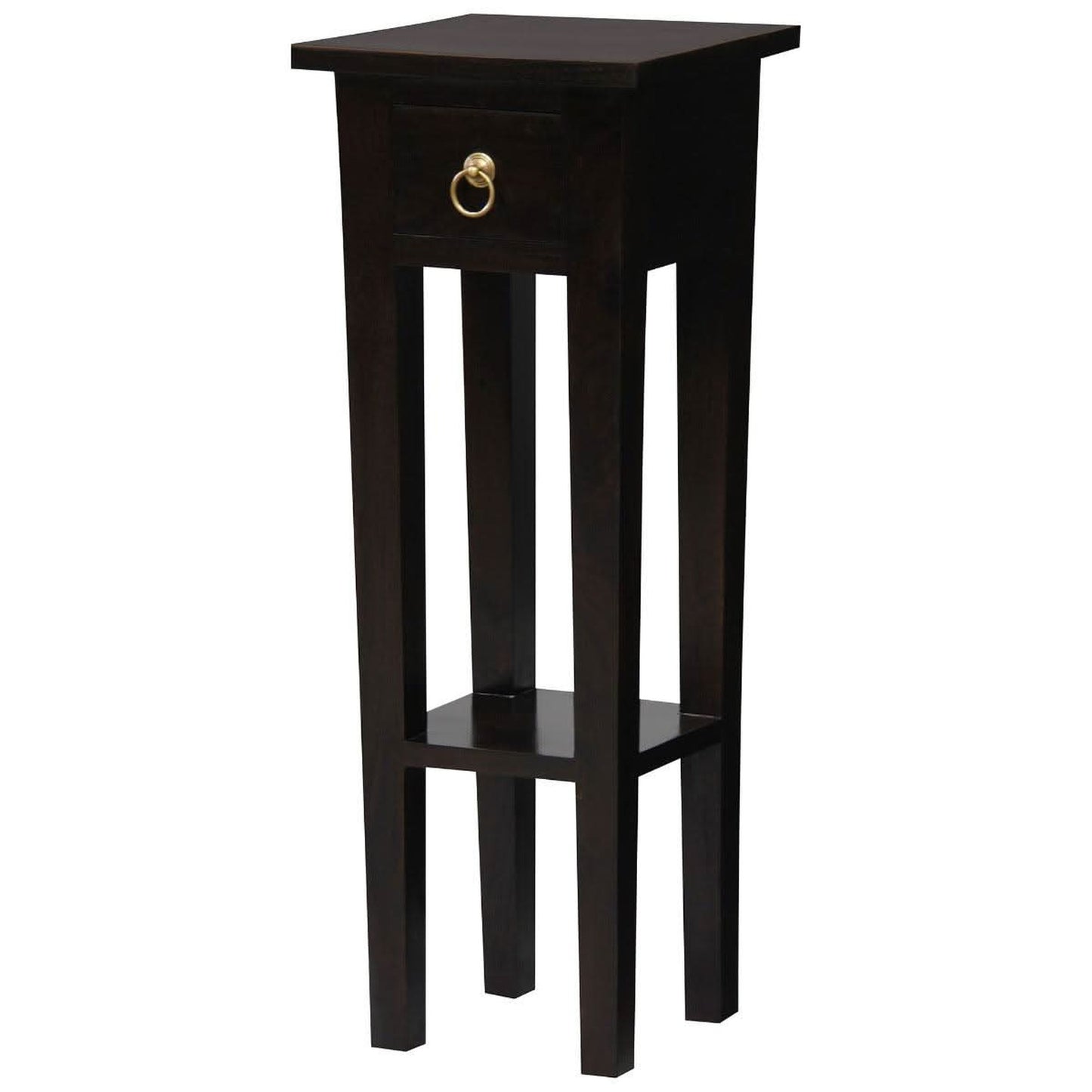 Straight Solid Mahogany Plant Stand in Chocolate detail