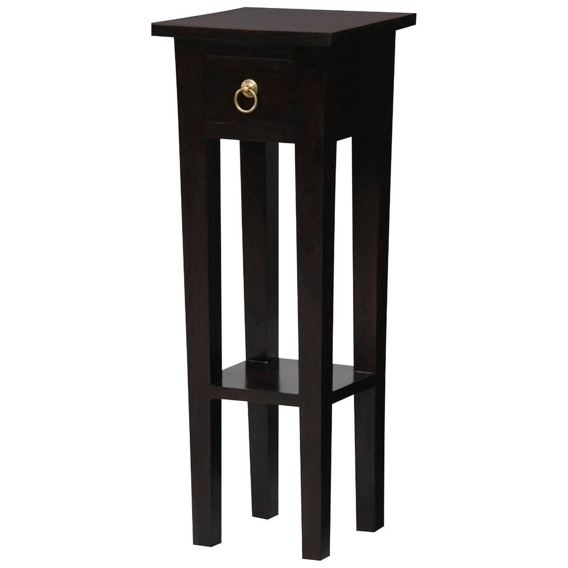 Straight Solid Mahogany Plant Stand in Chocolate detail