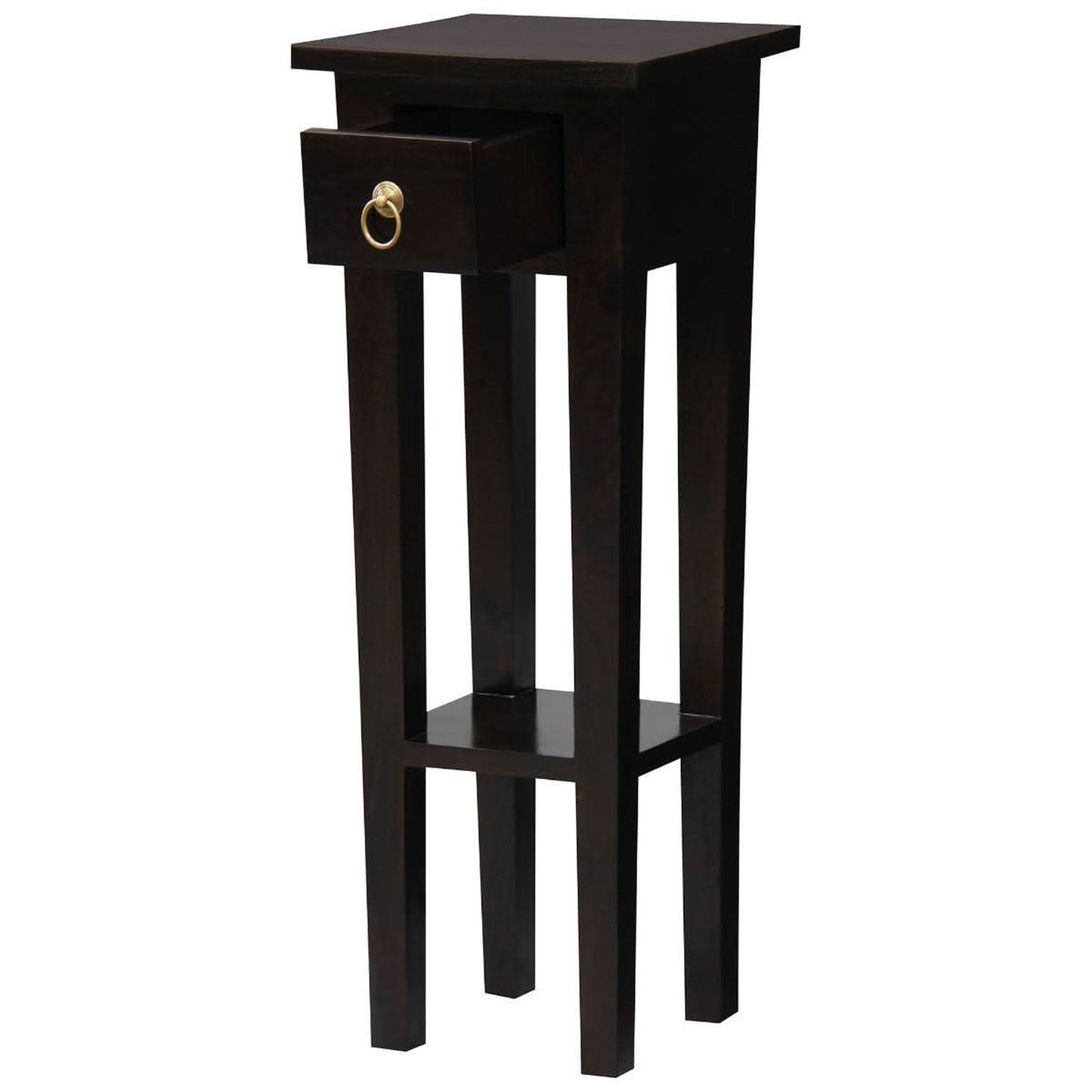 Straight Solid Mahogany Plant Stand in Chocolate angle
