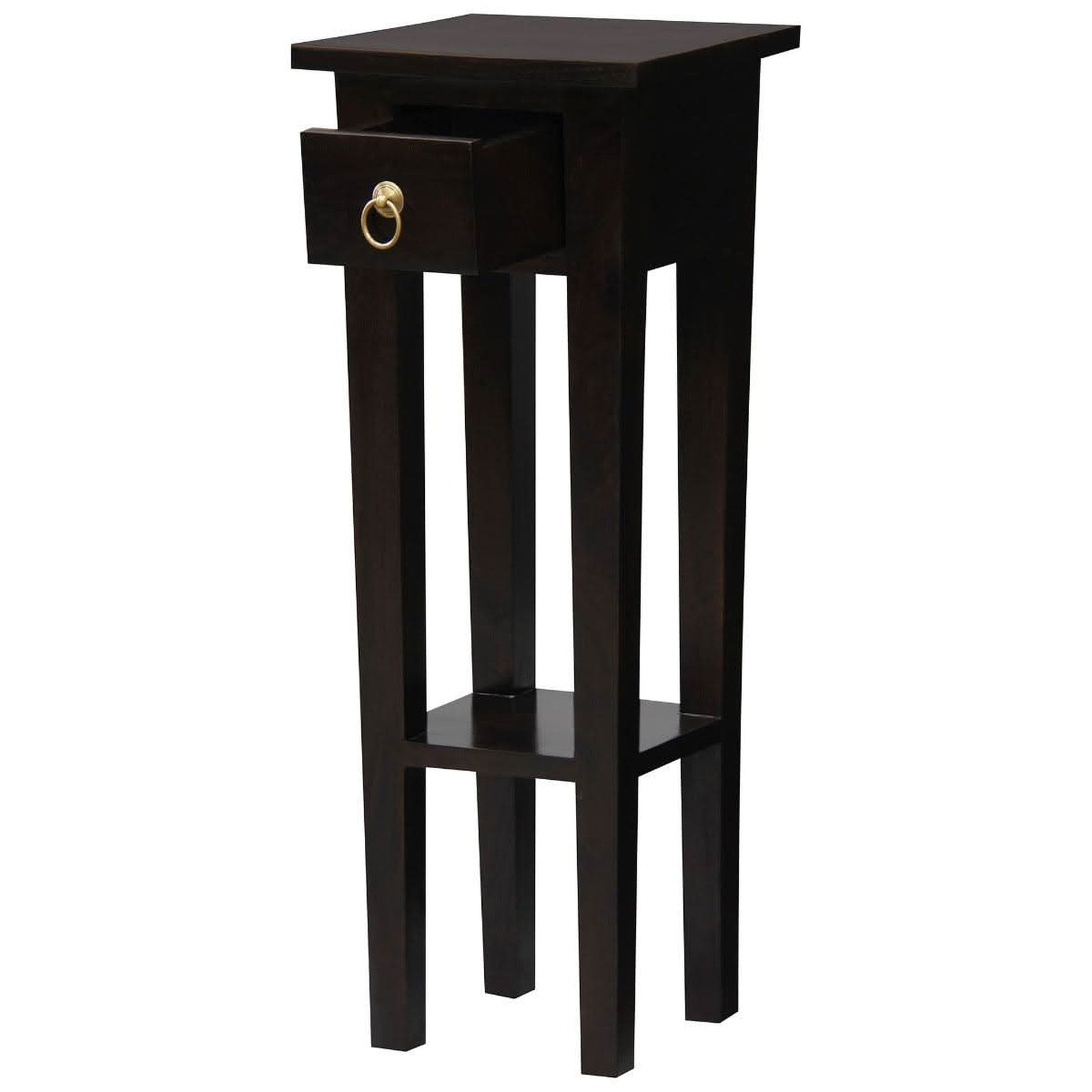 Straight Solid Mahogany Plant Stand in Chocolate angle
