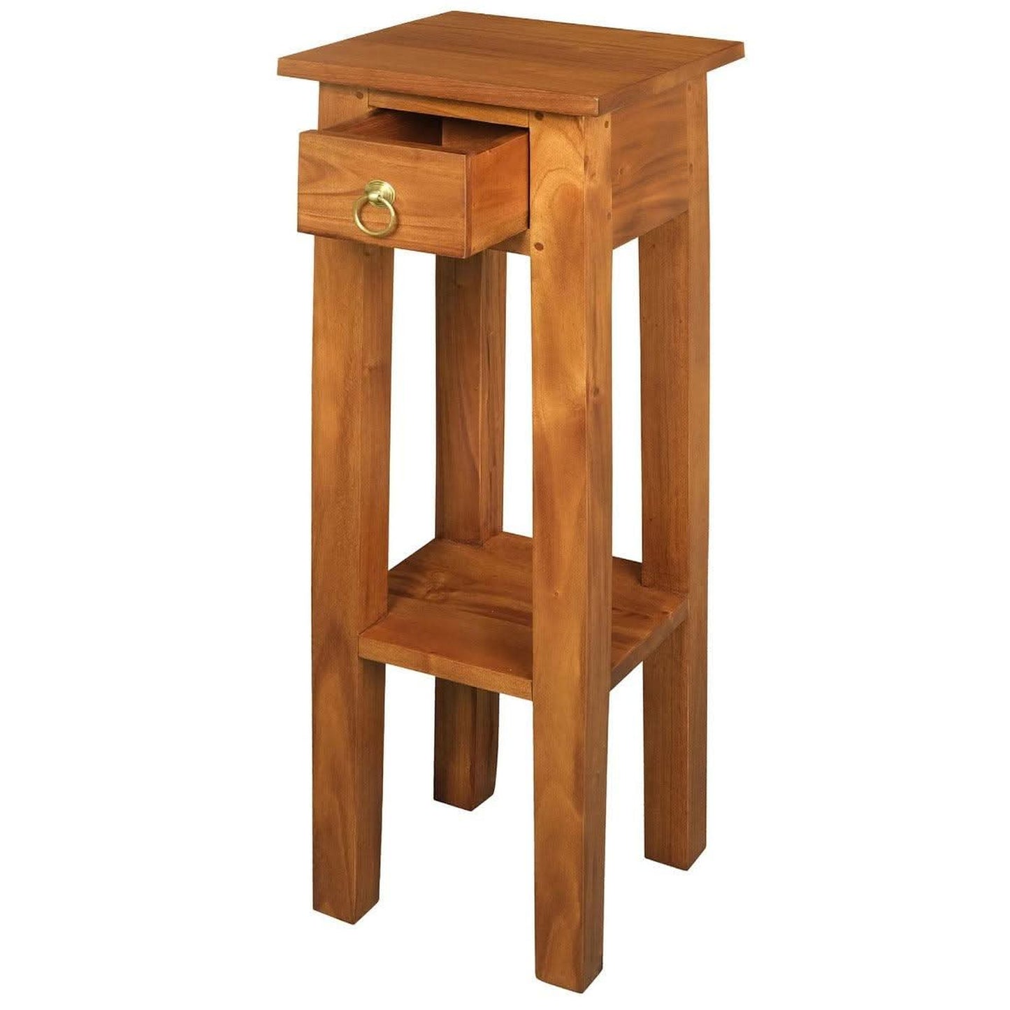 Straight Solid Mahogany Plant Stand in Light Pecan detail