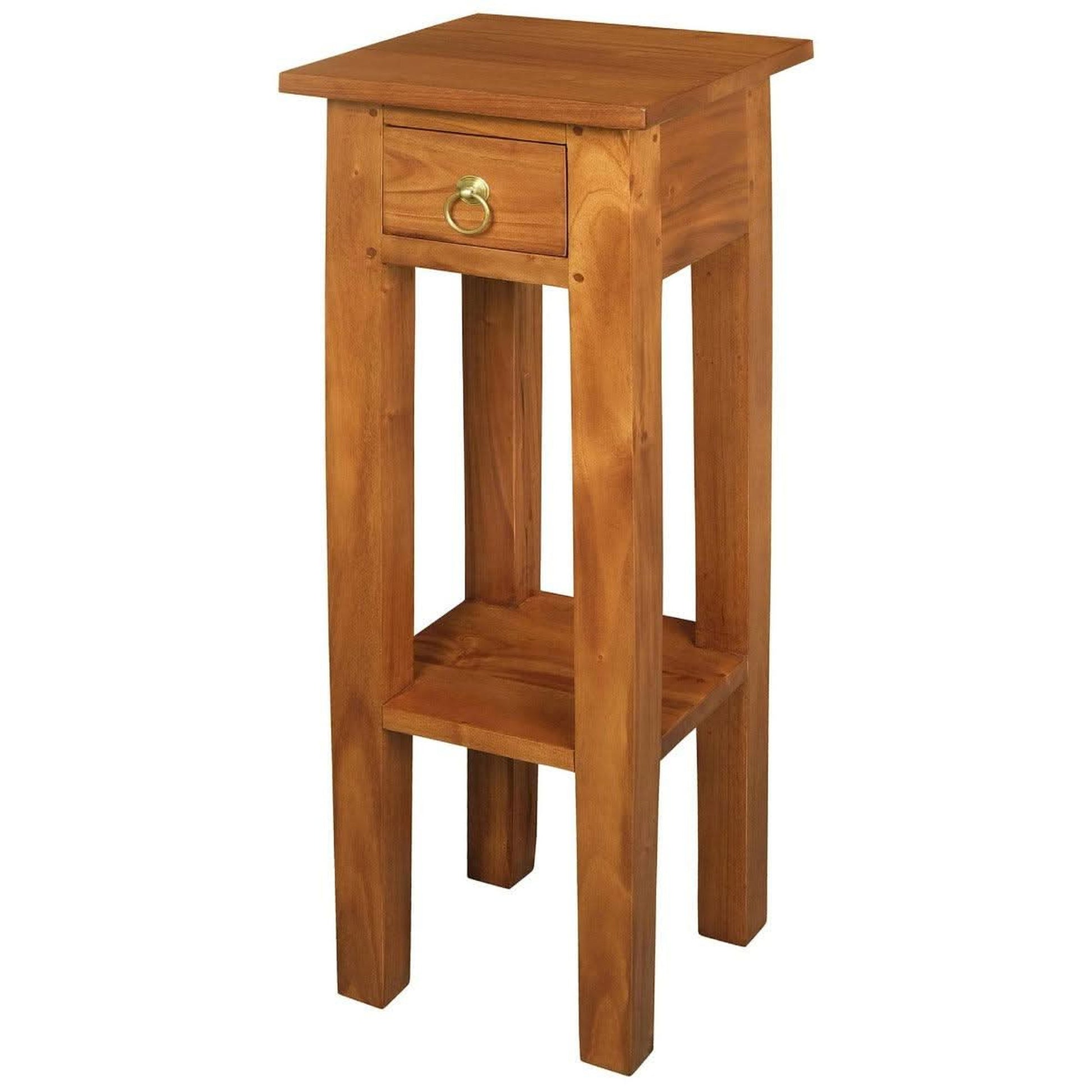 Straight Solid Mahogany Plant Stand in Light Pecan angle