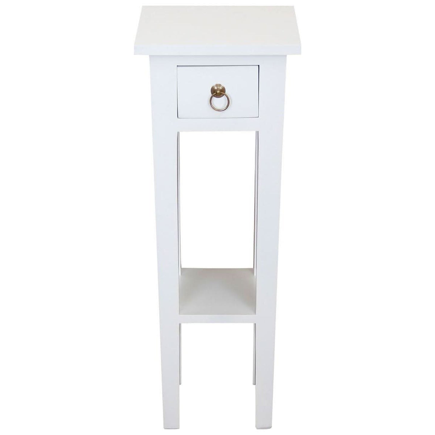 Straight Solid Mahogany Plant Stand in White