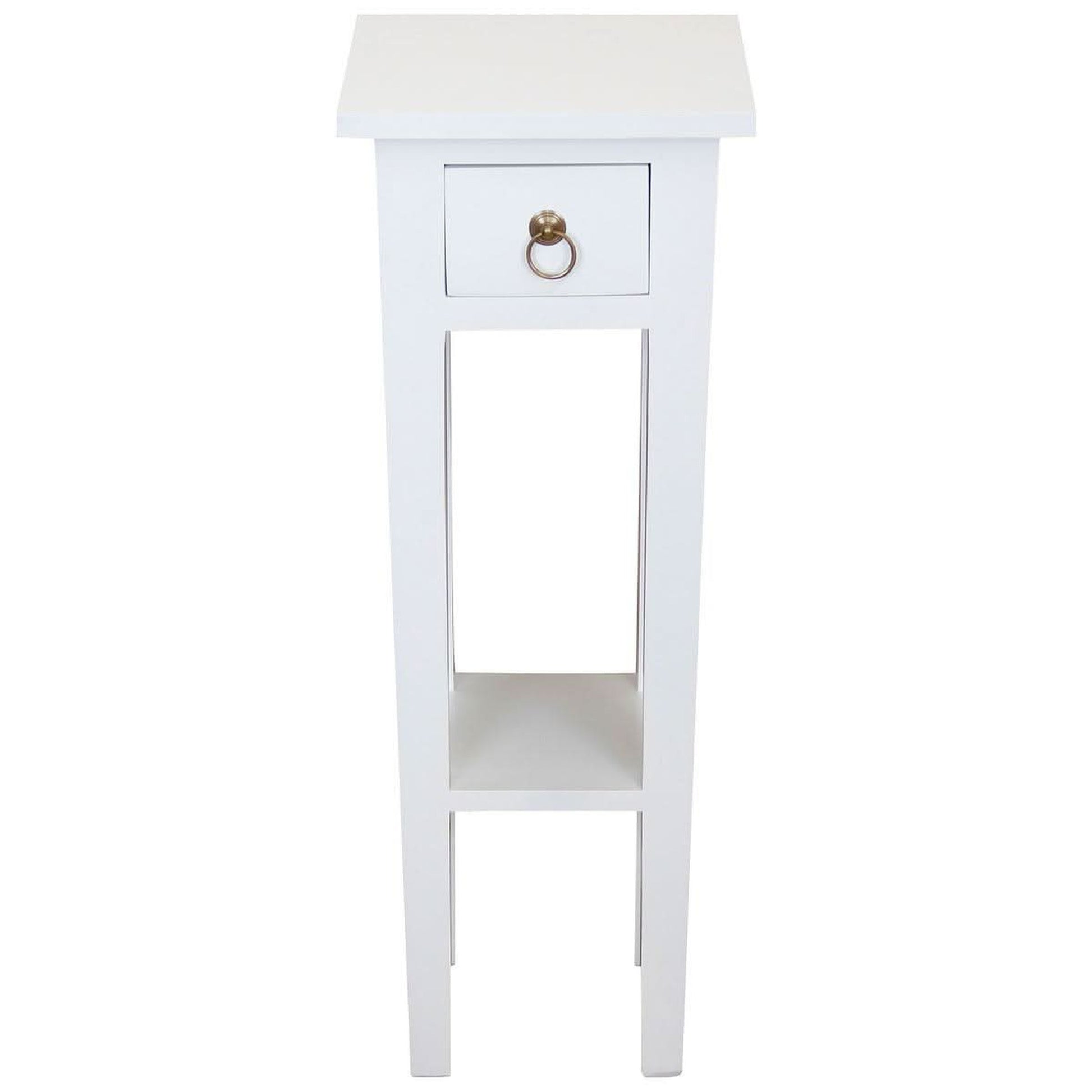 Straight Solid Mahogany Plant Stand in White